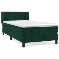 Produktbild för Ramsäng med madrass mörkgrön 80x200 cm sammet
