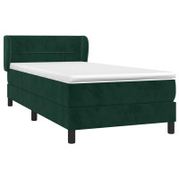 Produktbild för Ramsäng med madrass mörkgrön 80x200 cm sammet