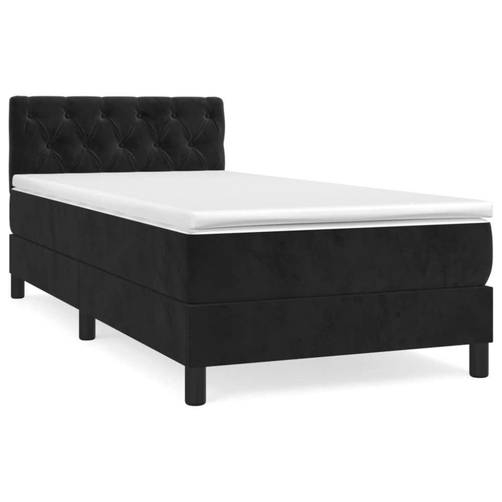 Produktbild för Ramsäng med madrass svart 80x200 cm sammet