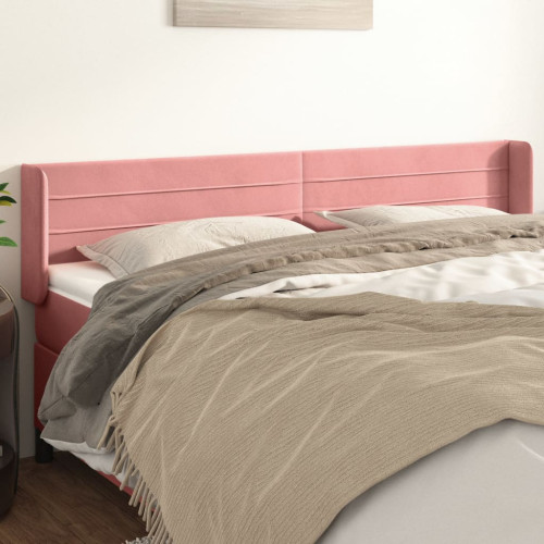 vidaXL Sänggavel med kanter rosa 183x16x78/88 cm sammet
