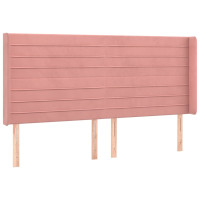 Produktbild för Sänggavel med kanter rosa 183x16x118/128 cm sammet