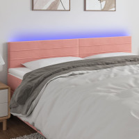 Produktbild för Sänggavel LED rosa 180x5x78/88 cm sammet