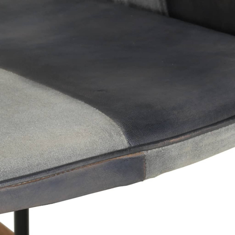 Produktbild för Gungfåtölj grå äkta läder och kanvas