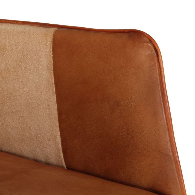 Produktbild för Gungfåtölj brun äkta läder och kanvas