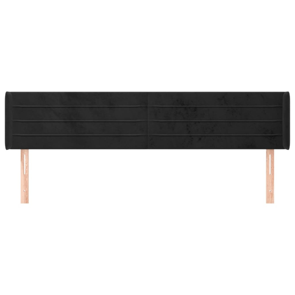 Produktbild för Sänggavel med kanter svart 183x16x78/88 cm sammet