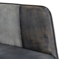 Produktbild för Gungstol med fotpall grå äkta läder och kanvas