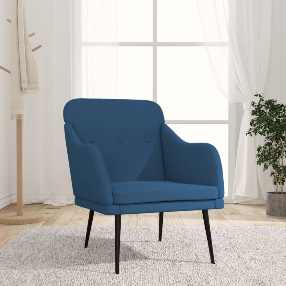 Produktbild för Fåtölj blå 63x76x80 cm tyg