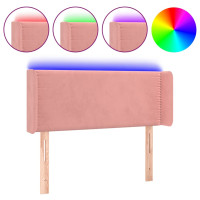 Produktbild för Sänggavel LED rosa 103x16x78/88 cm sammet