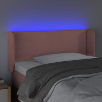 Produktbild för Sänggavel LED rosa 103x16x78/88 cm sammet