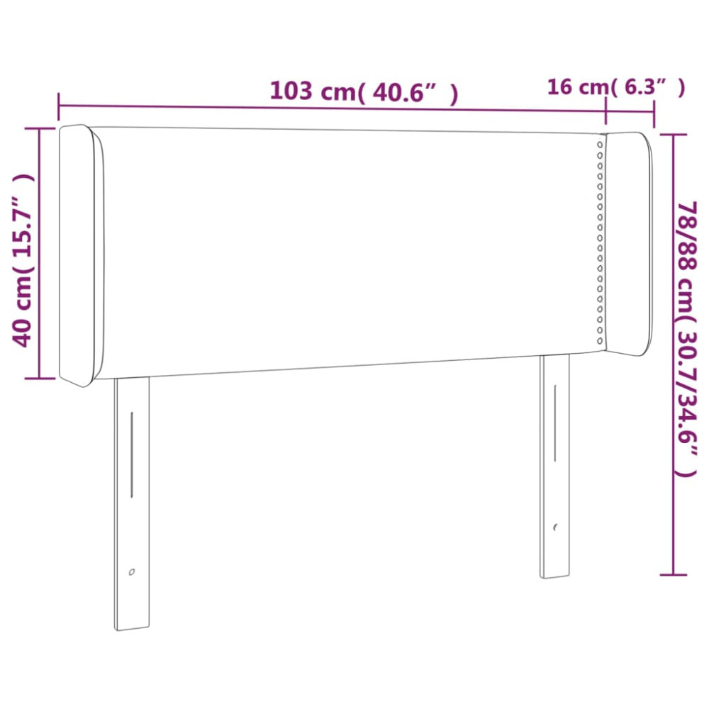 Produktbild för Sänggavel LED rosa 103x16x78/88 cm sammet