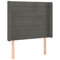 Produktbild för Sänggavel LED mörkgrå 93x16x118/128 cm sammet