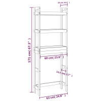 Produktbild för Badrumshylla vit 63x26x171 cm massiv furu