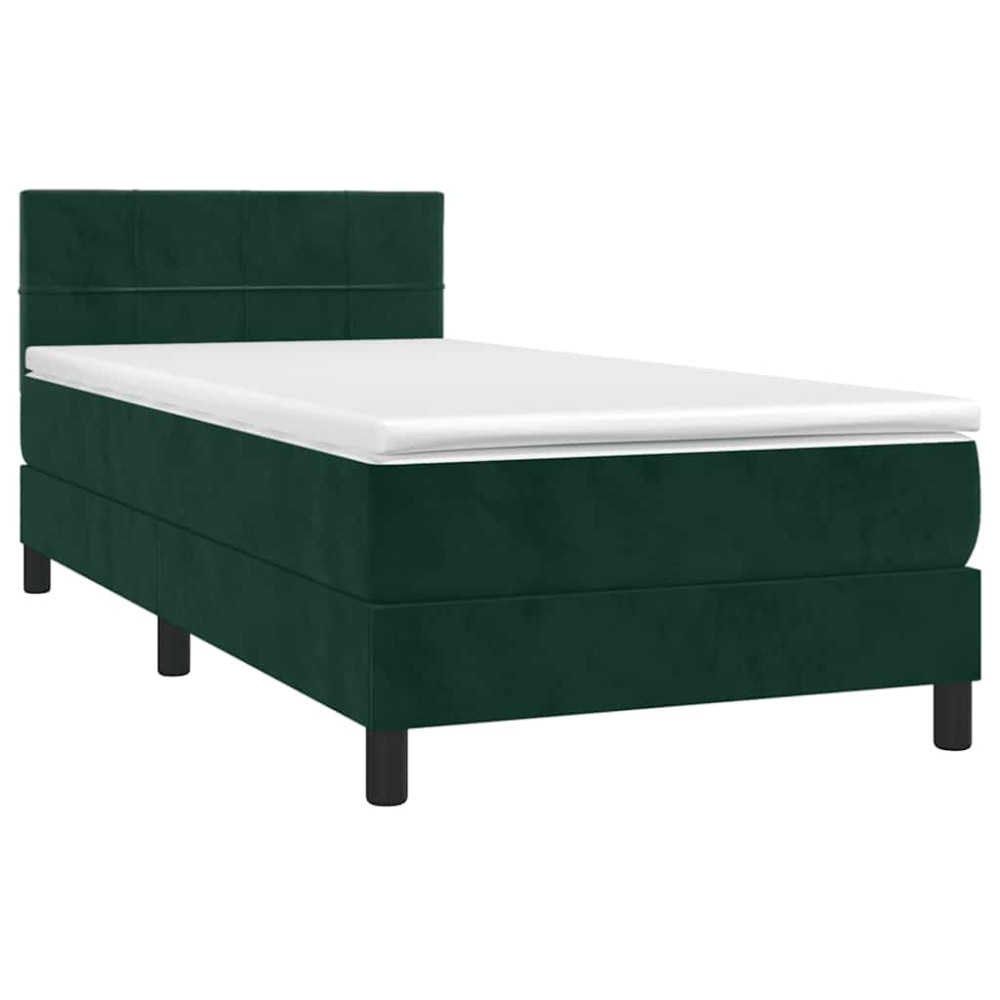 Produktbild för Ramsäng med madrass mörkgrön 80x200 cm sammet