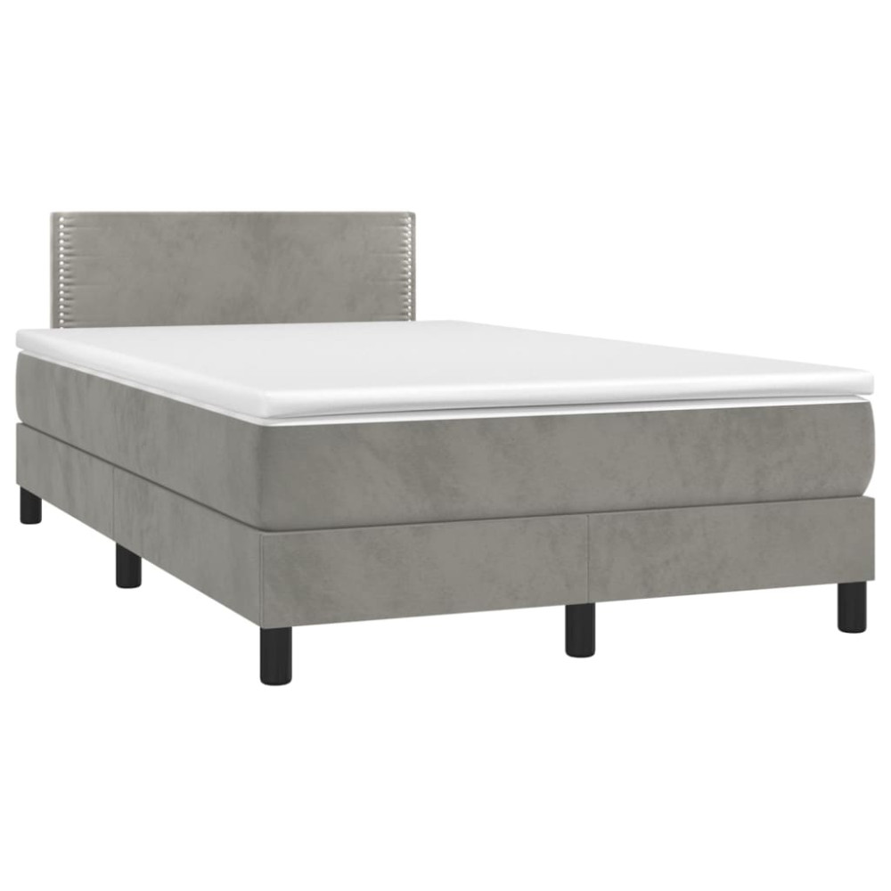 Produktbild för Ramsäng med madrass ljusgrå 120x200 cm sammet