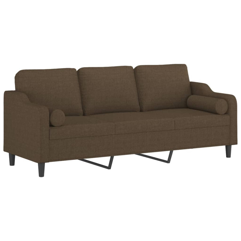 Produktbild för 3-sitssoffa med kuddar&dynor brun 210 cm tyg