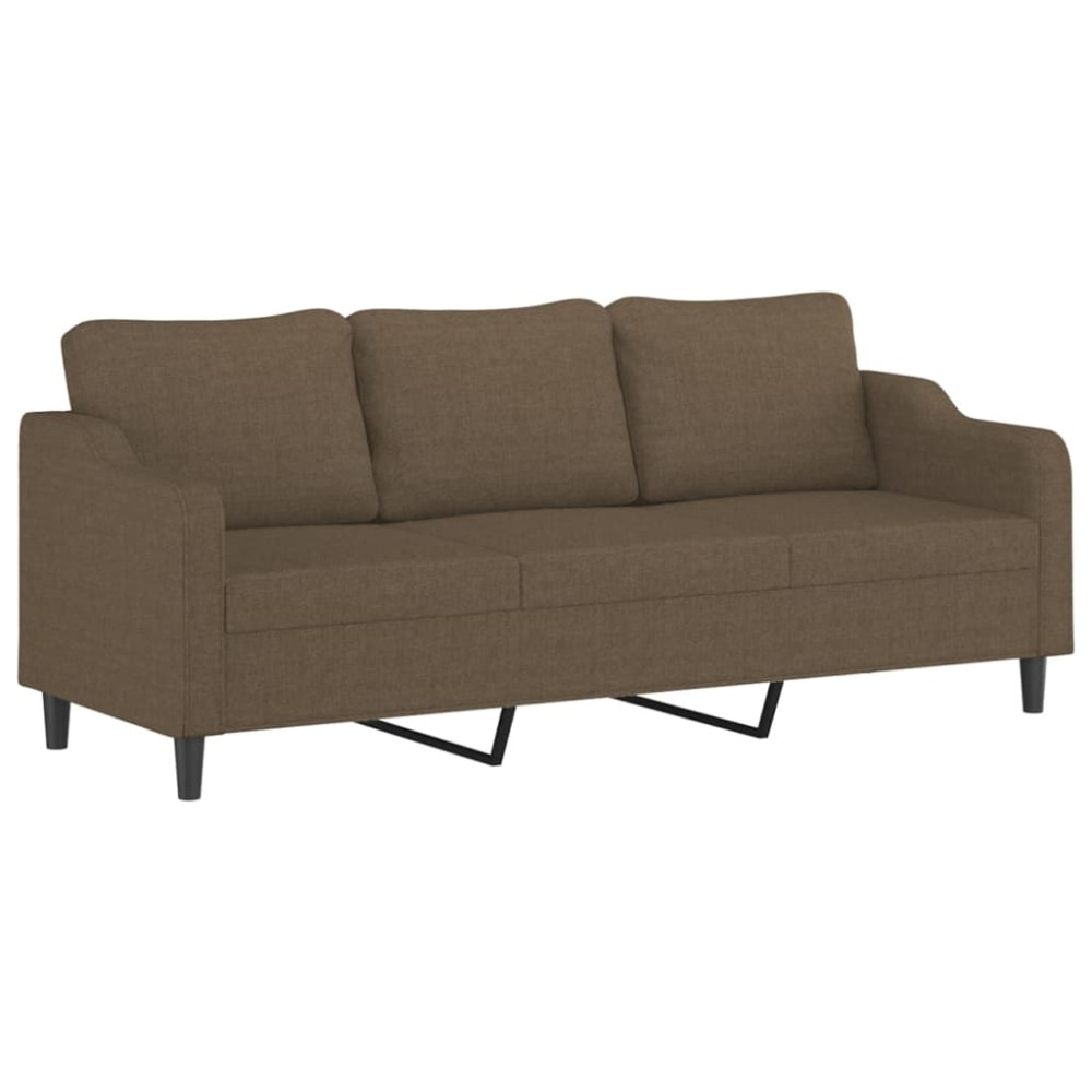 Produktbild för 3-sitssoffa med kuddar&dynor brun 210 cm tyg