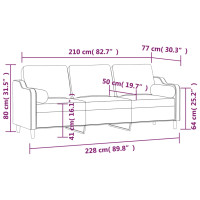 Produktbild för 3-sitssoffa med kuddar&dynor brun 210 cm tyg