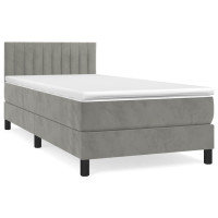 Produktbild för Ramsäng med madrass ljusgrå 80x200 cm sammet