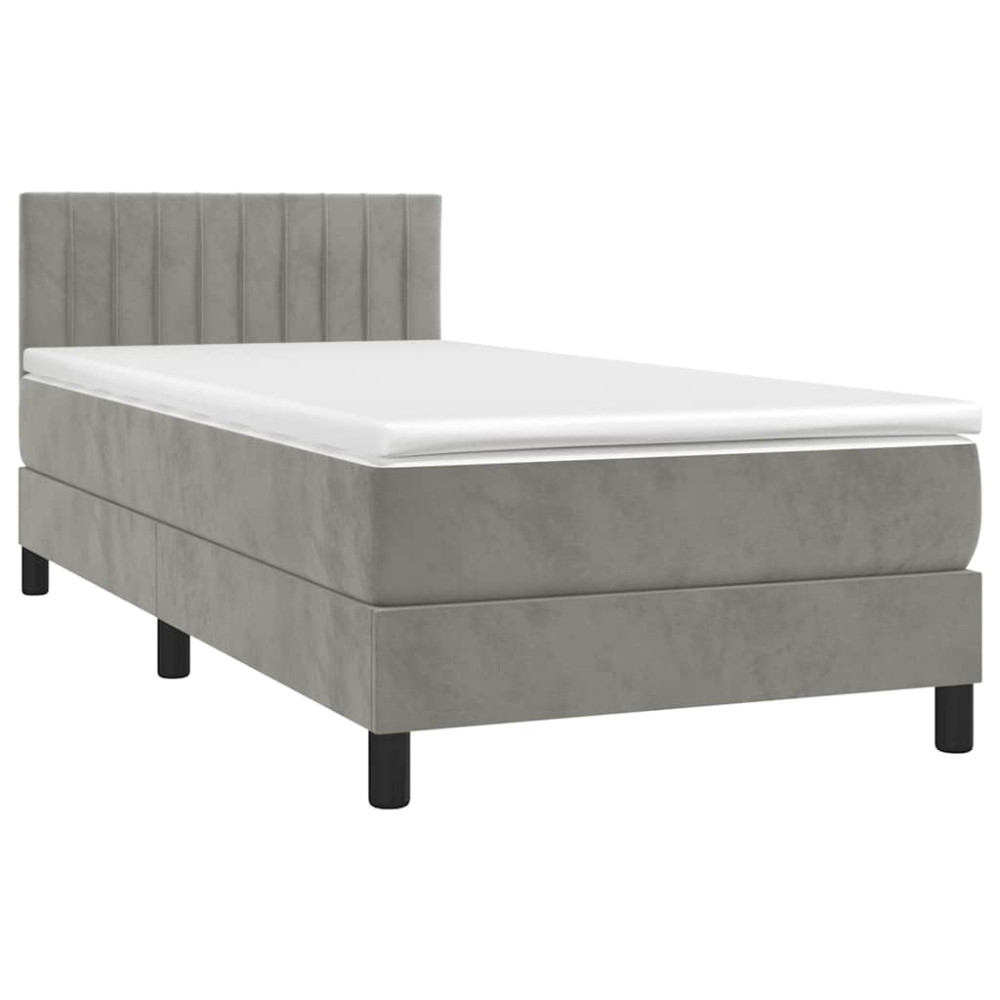 Produktbild för Ramsäng med madrass ljusgrå 80x200 cm sammet