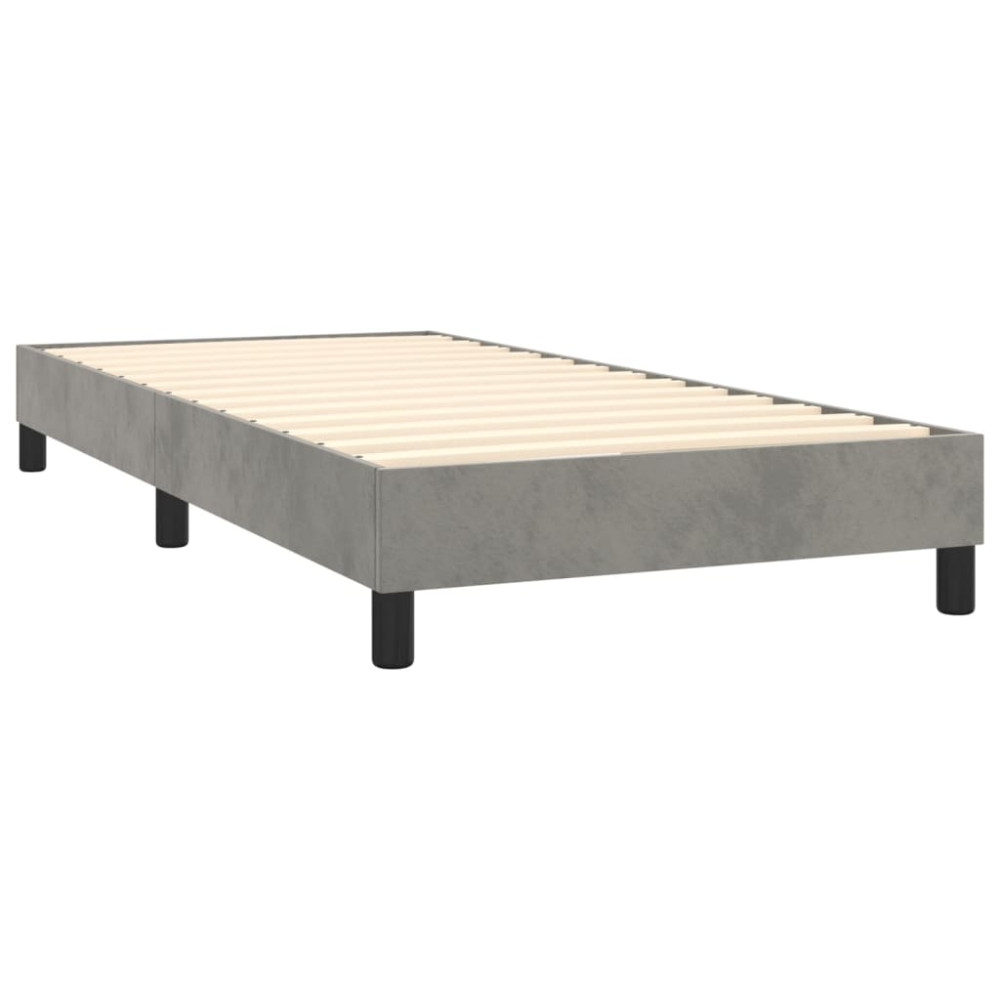 Produktbild för Ramsäng med madrass ljusgrå 80x200 cm sammet