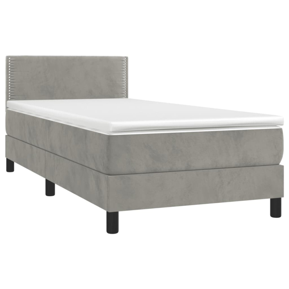 Produktbild för Ramsäng med madrass ljusgrå 80x200 cm sammet