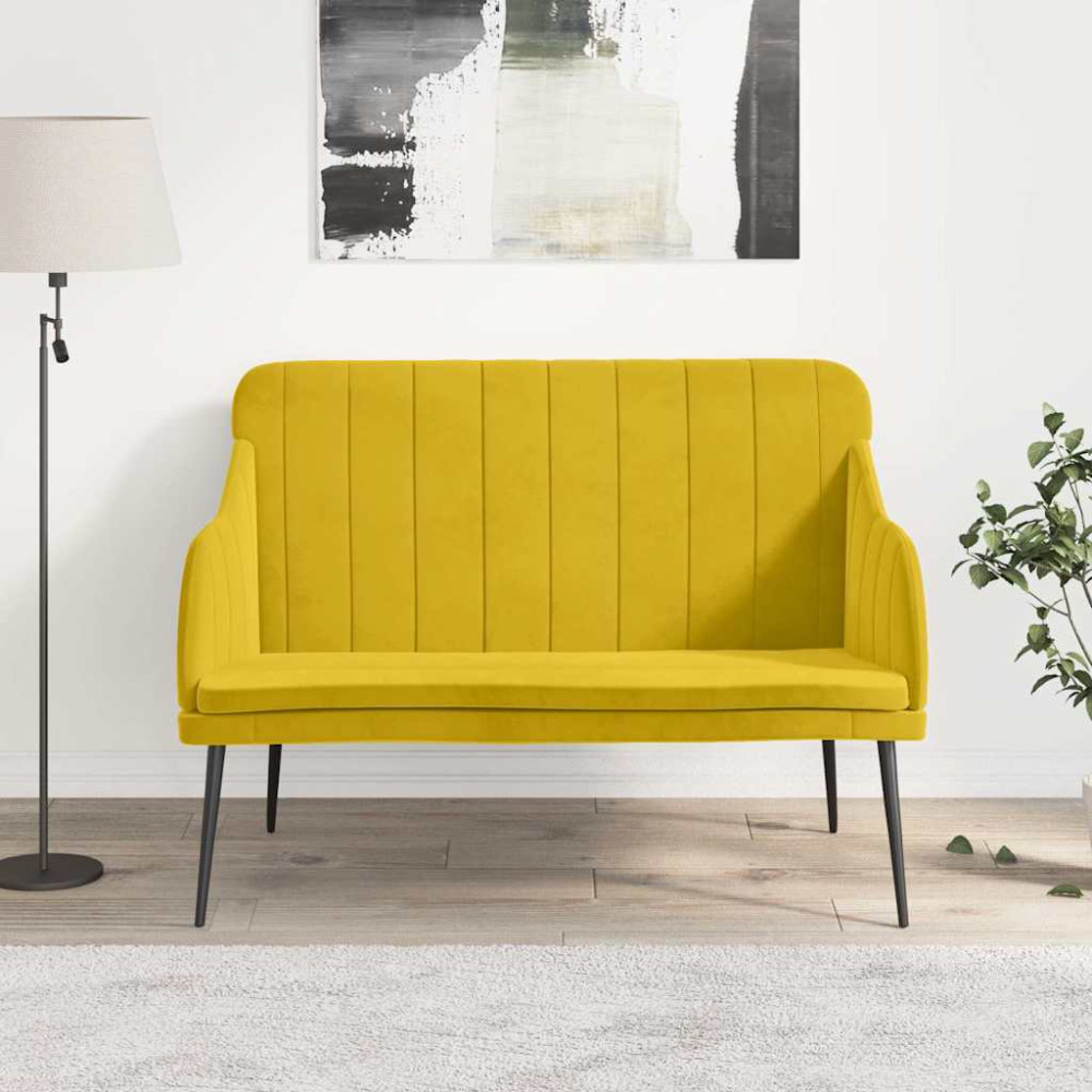 Produktbild för Bänk gul 110x76x80 cm sammet