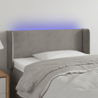 Produktbild för Sänggavel LED ljusgrå 103x16x78/88 cm sammet