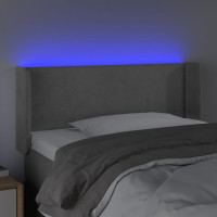 Produktbild för Sänggavel LED ljusgrå 103x16x78/88 cm sammet