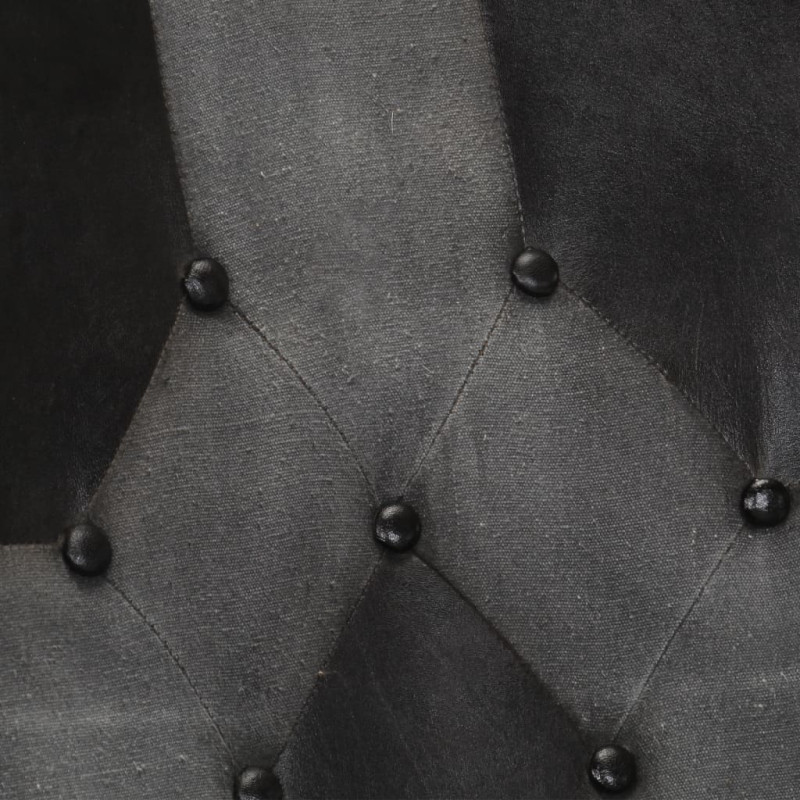 Produktbild för Gungstol svart äkta läder och kanvas