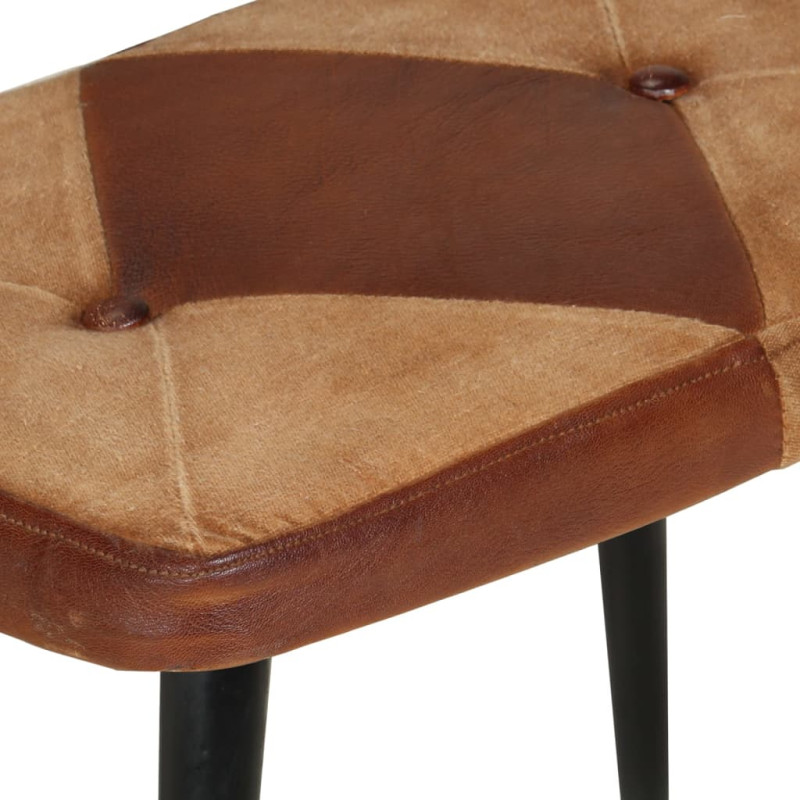Produktbild för Gungstol med fotpall brun äkta läder och kanvas
