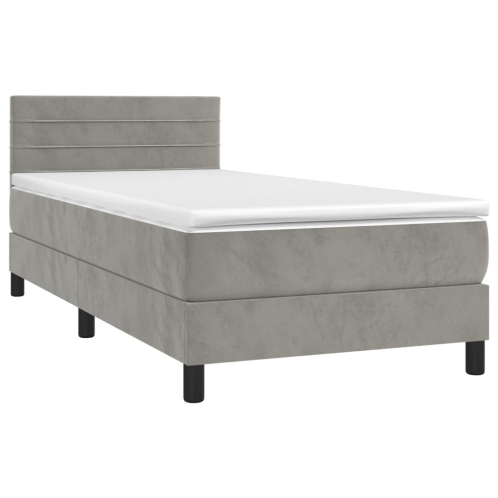 Produktbild för Ramsäng med madrass ljusgrå 80x200 cm sammet