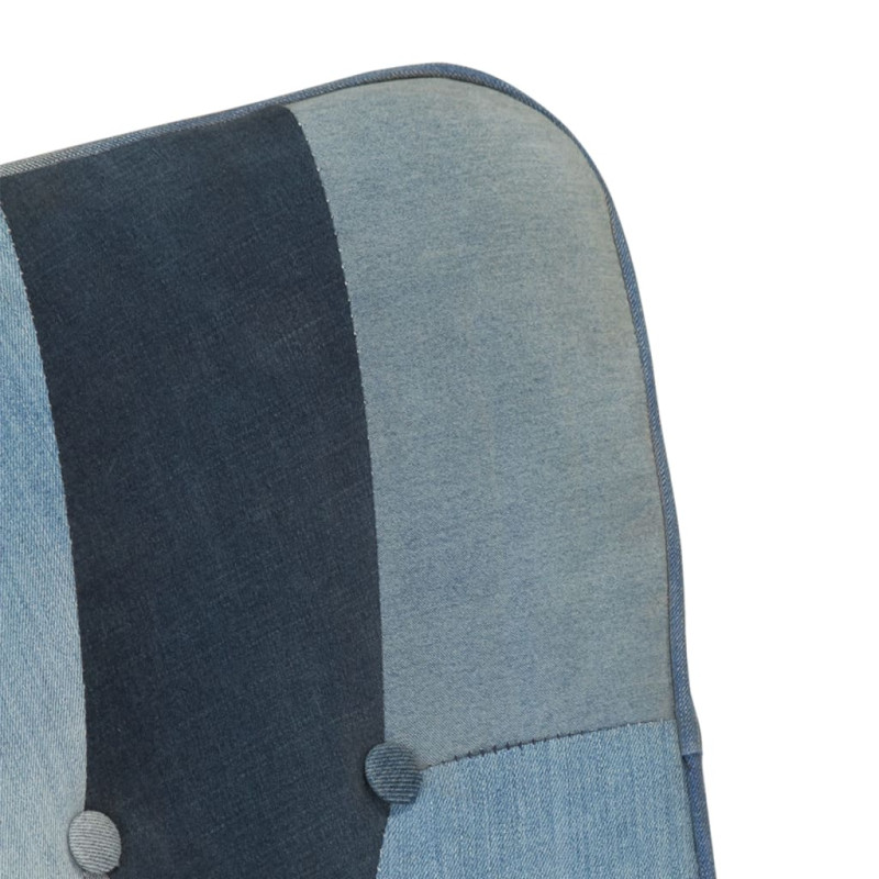 Produktbild för Gungstol med fotpall blå denim lappmönster kanvas