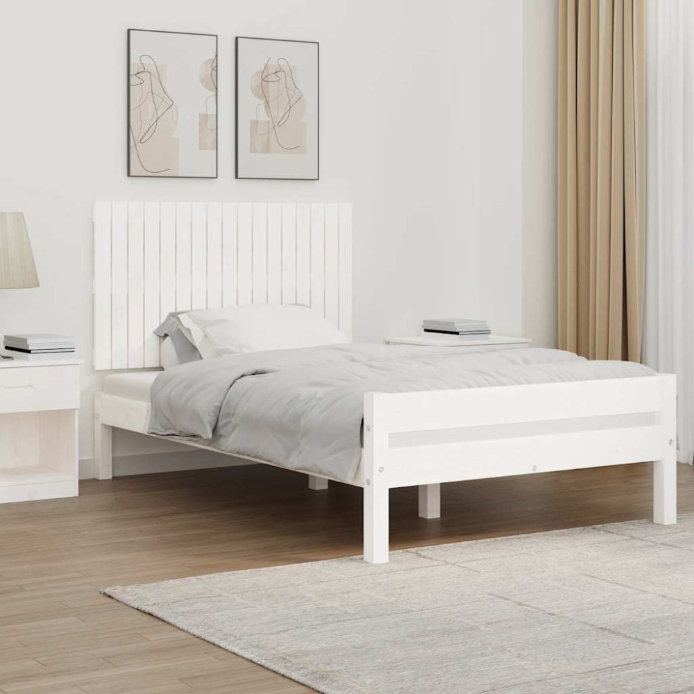 Produktbild för Väggmonterad huvudgavel vit 108x3x60 cm massiv furu