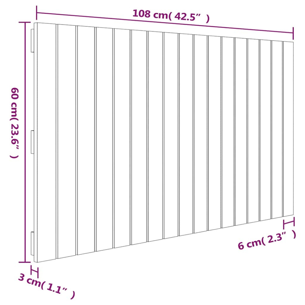 Produktbild för Väggmonterad huvudgavel vit 108x3x60 cm massiv furu