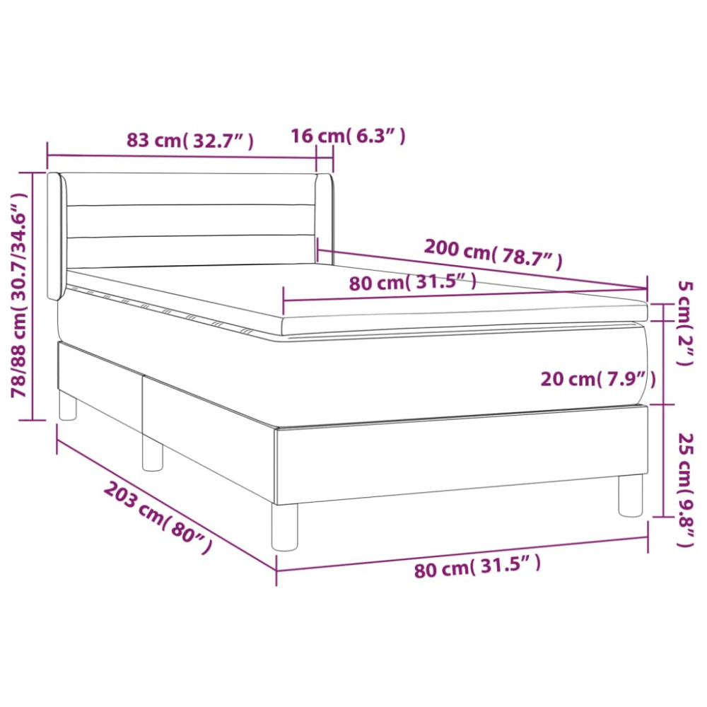 Produktbild för Ramsäng med madrass svart 80x200 cm sammet