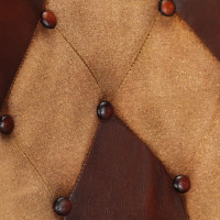 Miniatyr av produktbild för Fåtölj med fotpall brun äkta läder och kanvas