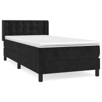 Produktbild för Ramsäng med madrass svart 80x200 cm sammet