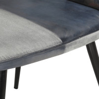 Produktbild för Fåtölj med fotpall grå äkta läder och kanvas