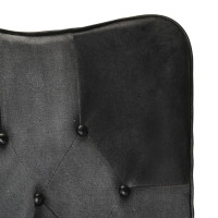 Produktbild för Fåtölj med fotpall svart äkta läder och kanvas