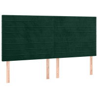 Produktbild för Sänggavel LED mörkgrön 180x5x118/128 cm sammet