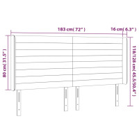 Produktbild för Sänggavel LED mörkgrå 183x16x118/128 cm sammet