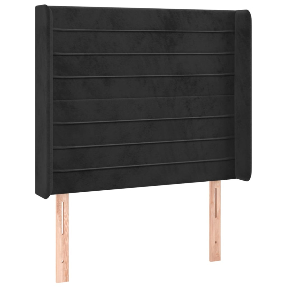 Produktbild för Sänggavel med kanter svart 93x16x118/128 cm sammet
