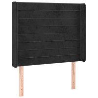 Produktbild för Sänggavel med kanter svart 93x16x118/128 cm sammet