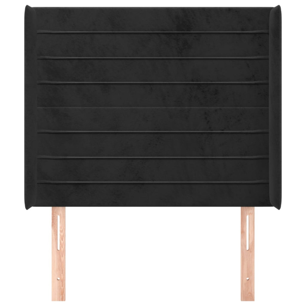 Produktbild för Sänggavel med kanter svart 93x16x118/128 cm sammet