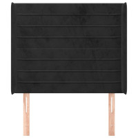 Produktbild för Sänggavel med kanter svart 93x16x118/128 cm sammet