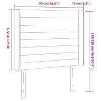 Produktbild för Sänggavel med kanter svart 93x16x118/128 cm sammet
