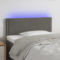 Produktbild för Sänggavel LED mörkgrå 100x5x78/88 cm sammet