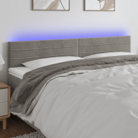 Produktbild för Sänggavel LED ljusgrå 180x5x78/88 cm sammet