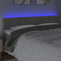 Produktbild för Sänggavel LED ljusgrå 180x5x78/88 cm sammet
