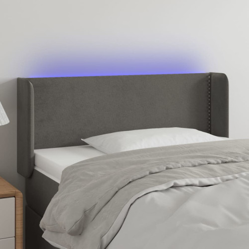 vidaXL Sänggavel LED mörkgrå 103x16x78/88 cm sammet
